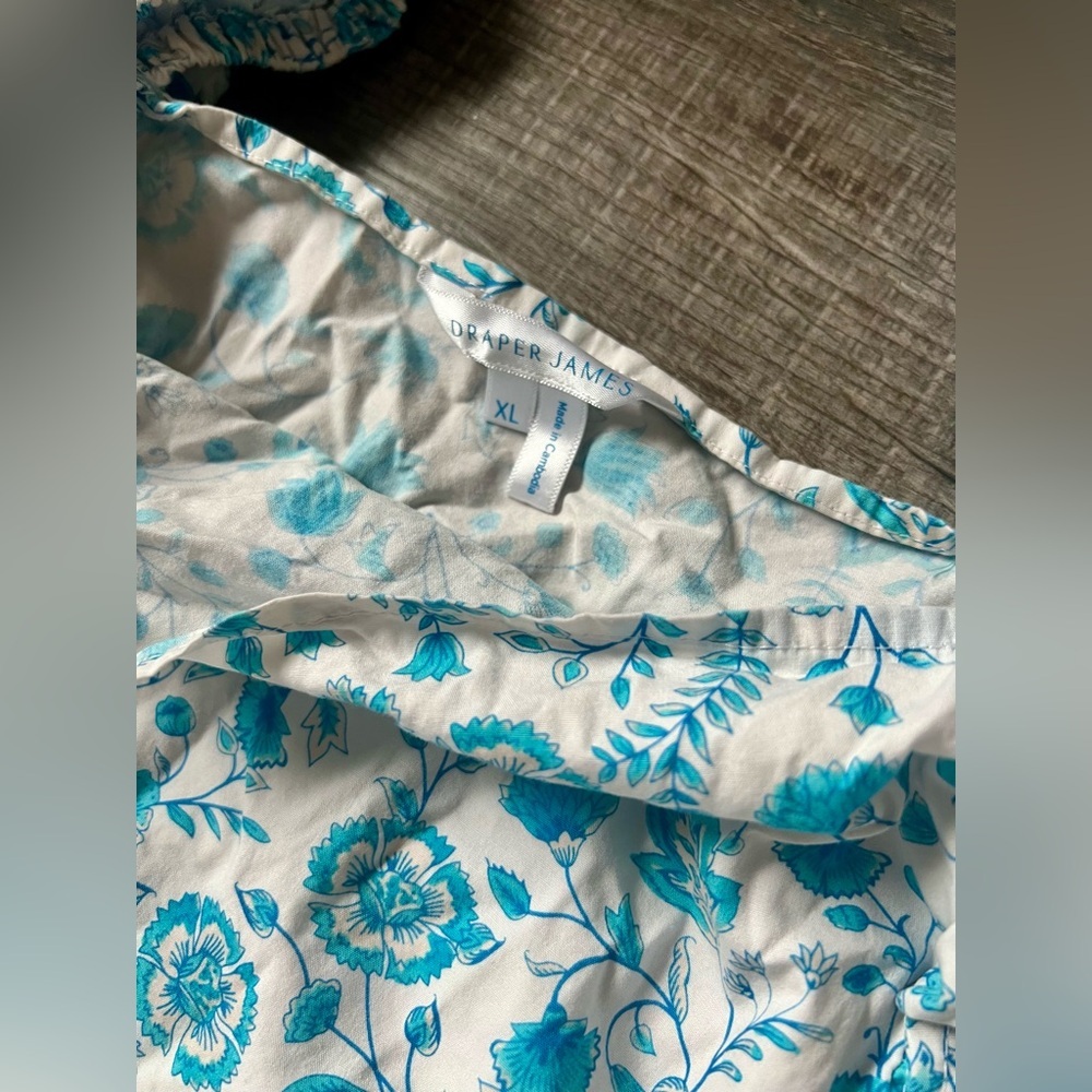 Draper James Ruffle Sleeve Midi Dress XL Blue Paisley White Boho Cottagecore - Picture 4 of 5